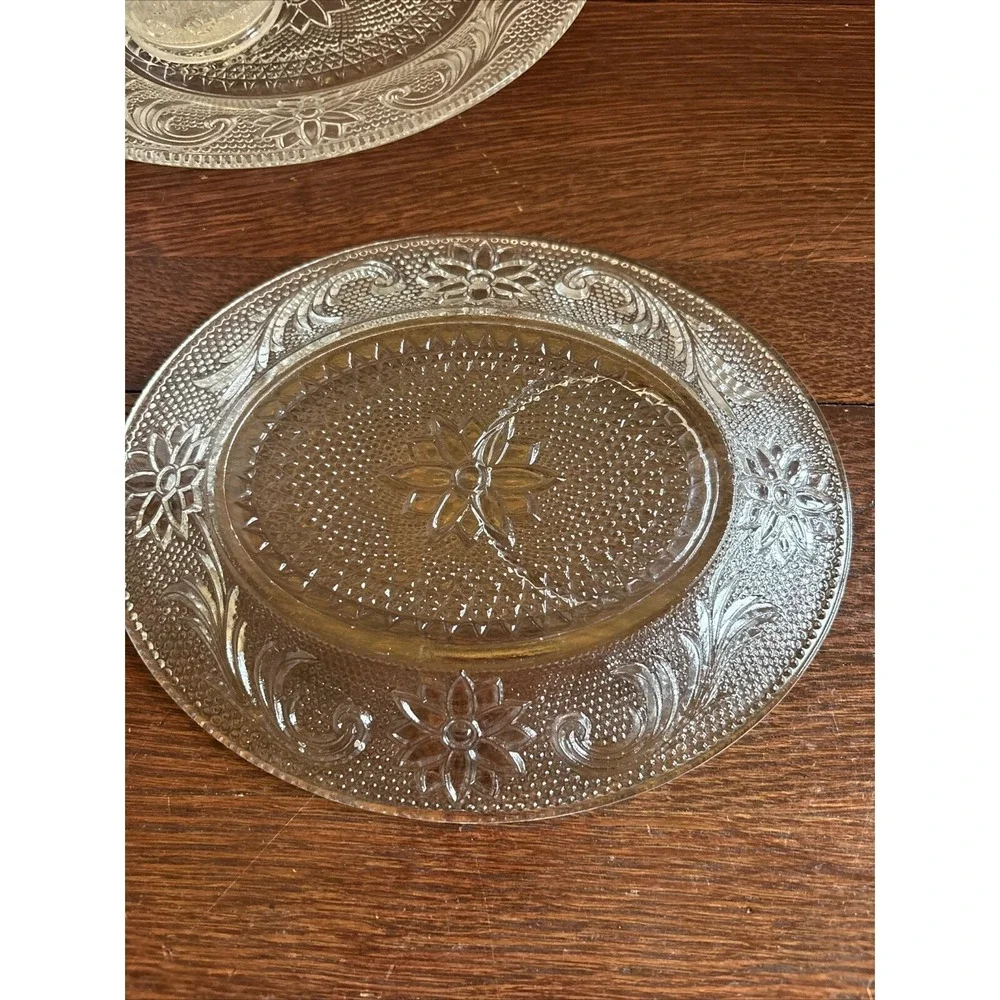 Tiara Indiana Glass Co. Clear Sandwich‎ Plates & Cups 30's Depression Era 2 Each